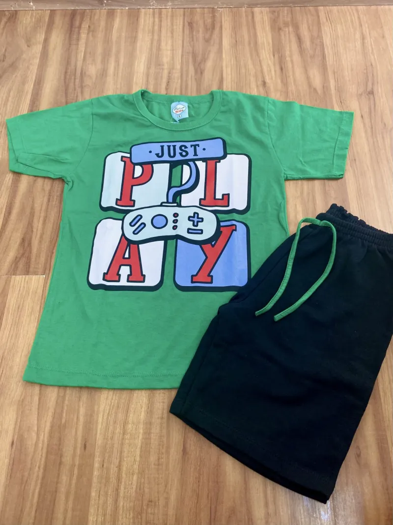 CONJUNTO MASCULINO INFANTIL SEM MANGA+BERMUDA
