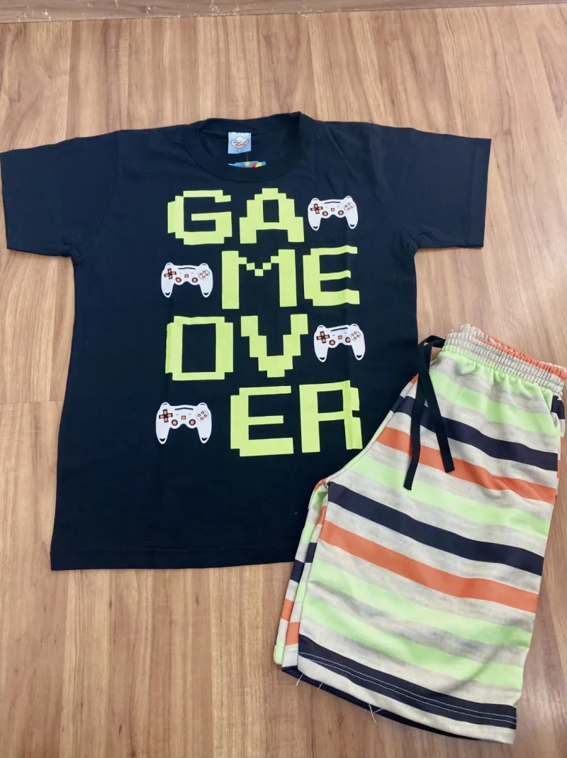 CONJUNTO MASCULINO INFANTIL SEM MANGA+BERMUDA