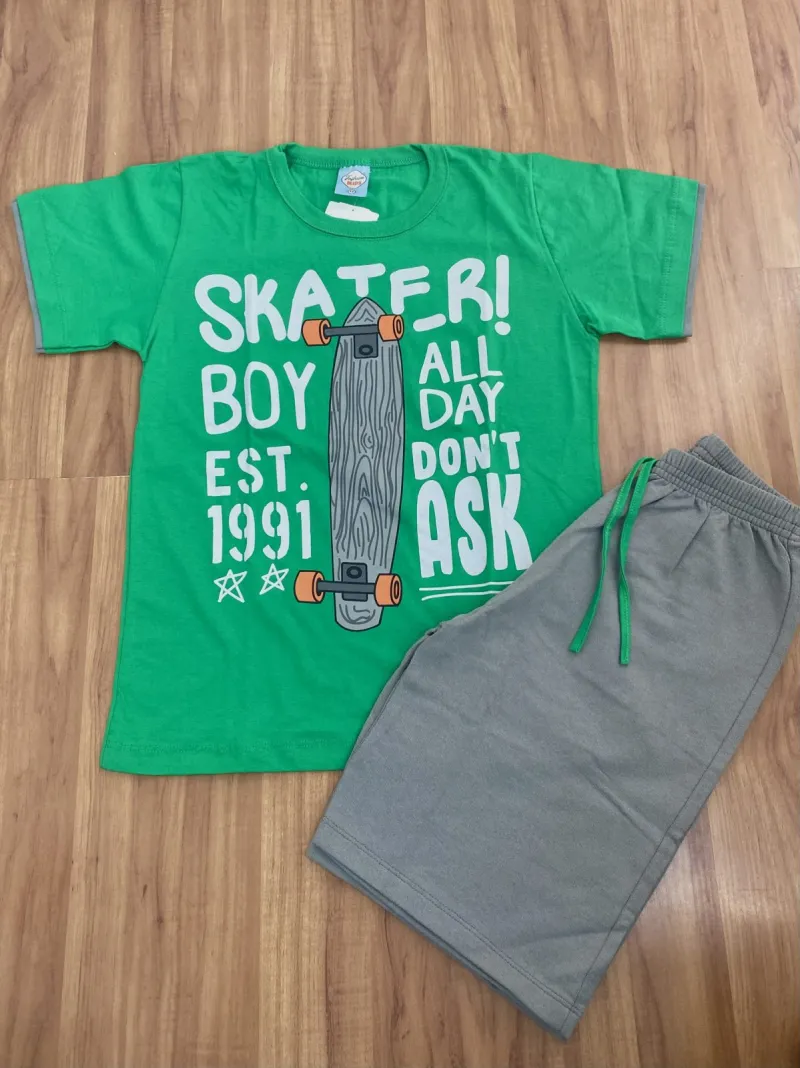 CONJUNTO MASCULINO INFANTIL SEM MANGA+BERMUDA
