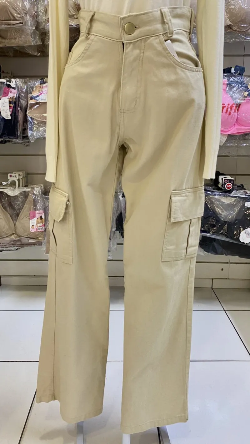 CALÇA FEMININO WIDE LEG CARGO R74