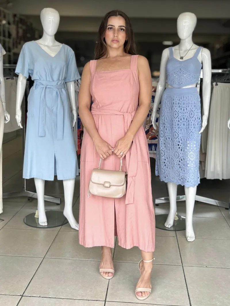 VESTIDO FEMININO C/ALÇA MIDI