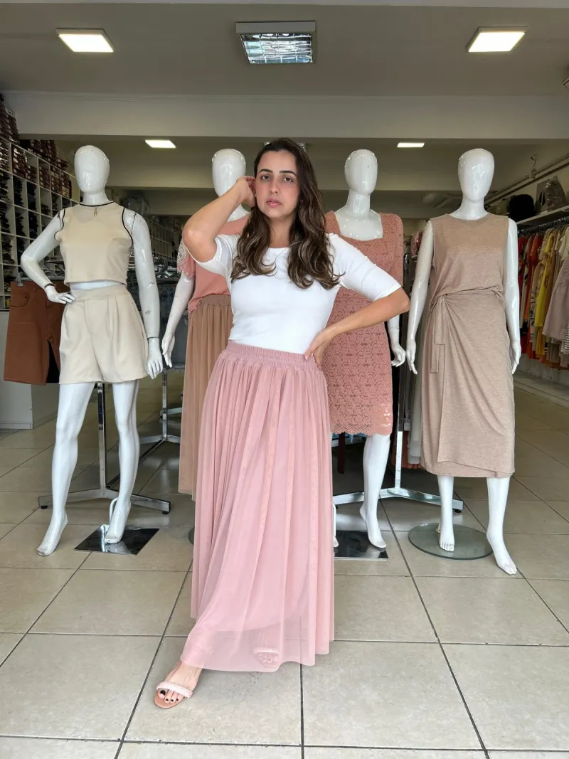 SAIA FEMININO MIDI TULE