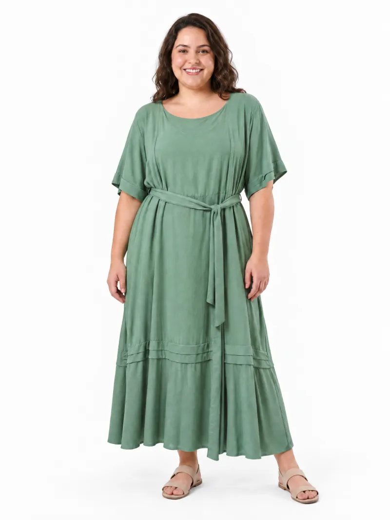 GLEE — VESTIDO FEMININO MANGA CURTA MIDI