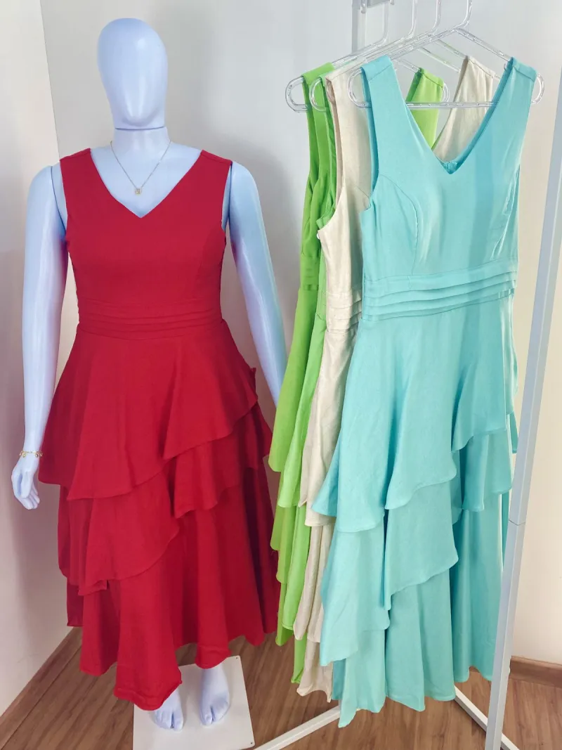VESTIDO FEMININO ADULTO SM MIDI