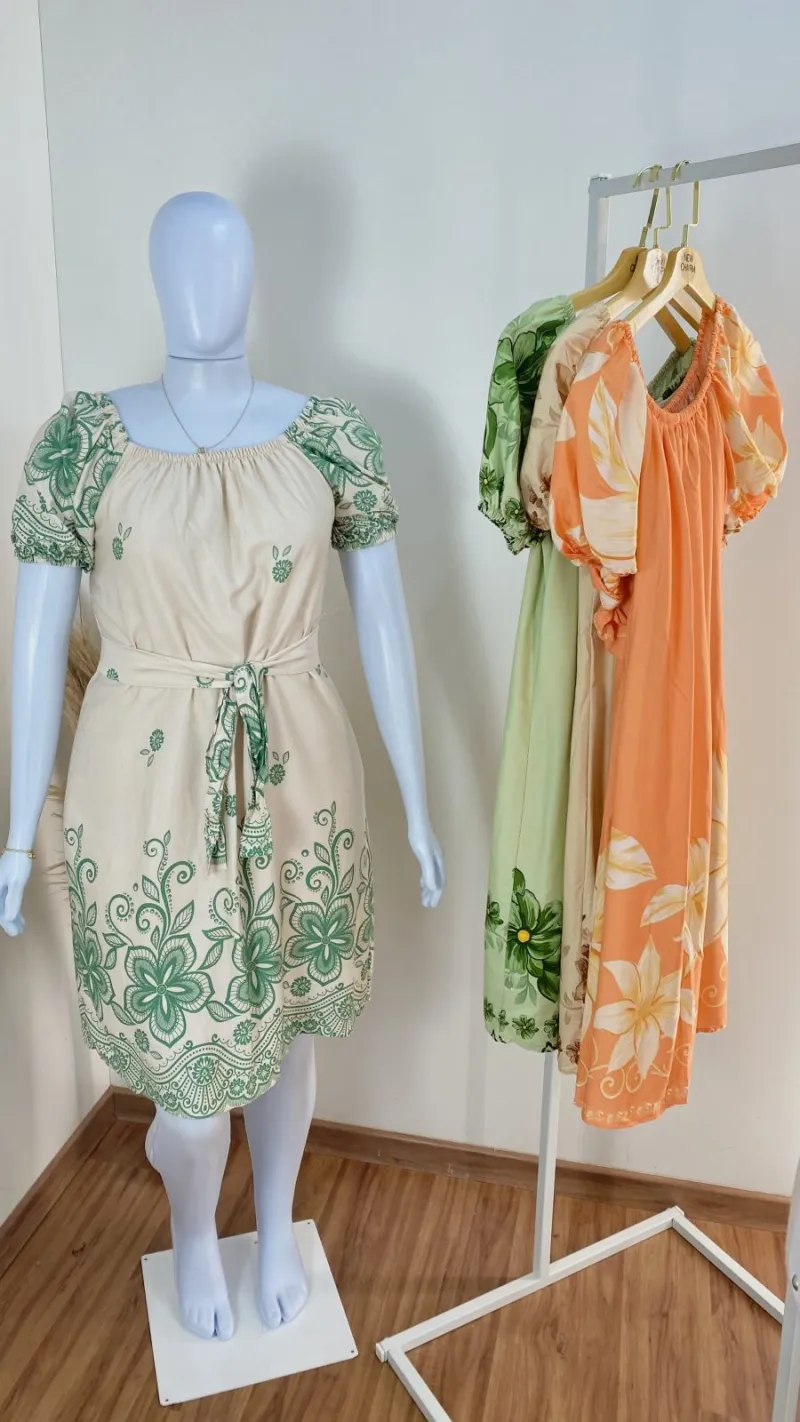 VESTIDO FEMININO ADULTO SEM MANGA CURTO
