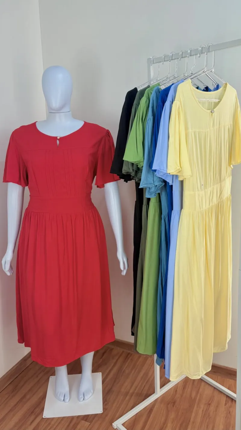 VESTIDO FEMININO ADULTO SEM MANGA MIDI