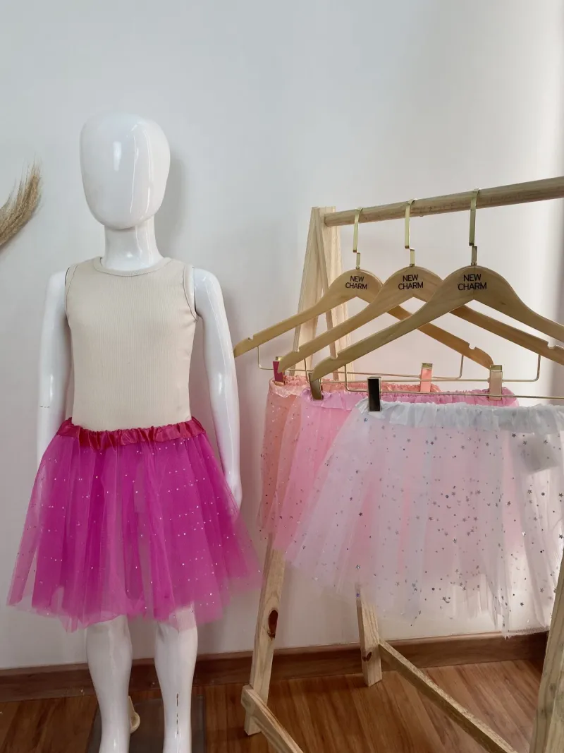 SAIA FEMININO INFANTIL CURTO TULE/BRLHO