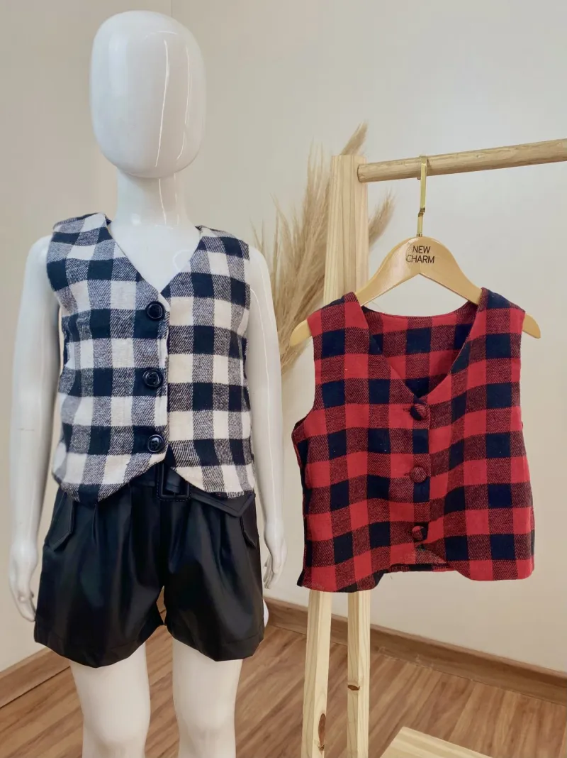COLETE FEMININO INFANTIL XADREZ