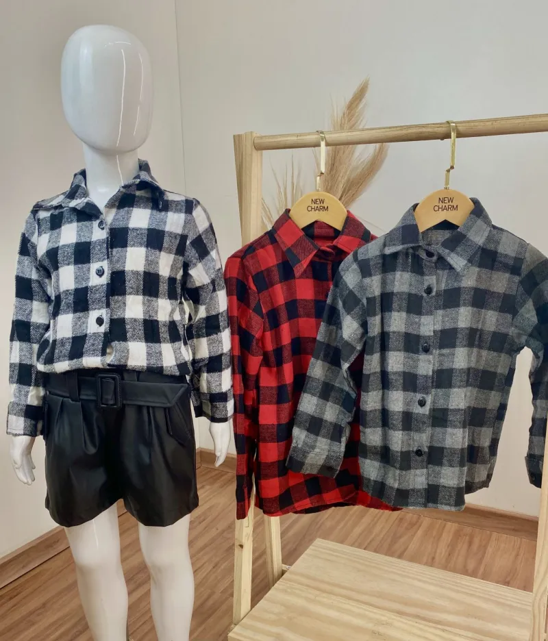 CAMISA UNISSEX INFANTIL MANGA LONGA XADREZ