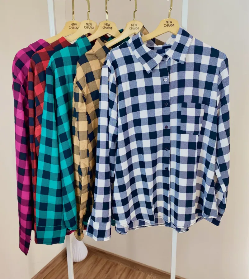 CAMISA FEMININO ADULTO MANGA LONGA XADREZ