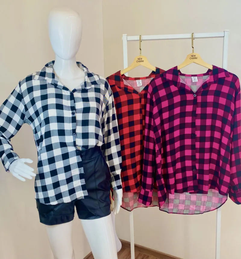 CAMISA FEMININO ADULTO MANGA LONGA XADREZ