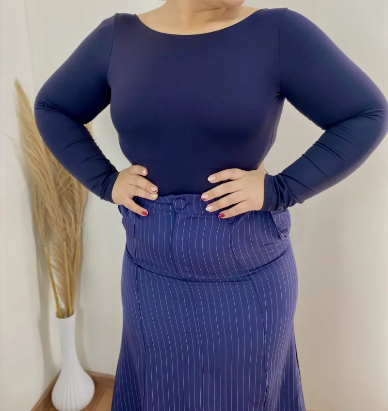 BODY FEMININO ADULTO MANGA LONGA COSTAS NUA