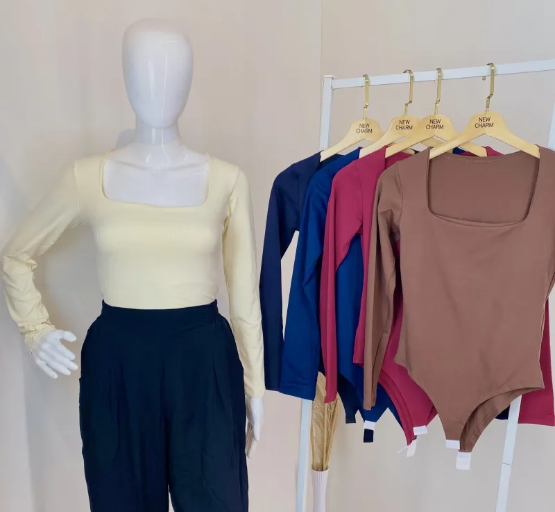 BODY FEMININO ADULTO MANGA LONGA DEC QUADRADO