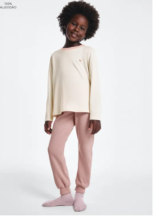 PIJAMA FEMININO INFANTIL MANGA LONGA+CALÇA