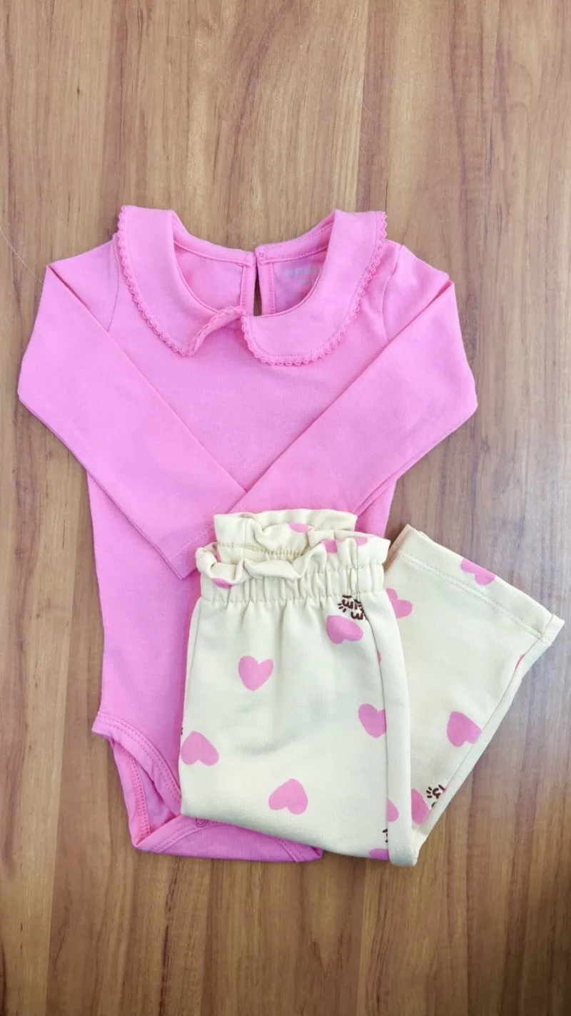 CONJUNTO FEMININO INFANTIL BODY MANGA LONGA+CALÇA