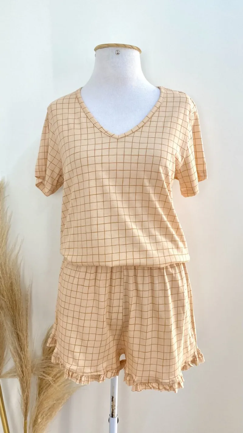PIJAMA FEMININO ADULTO SEM MANGA+SHORTS