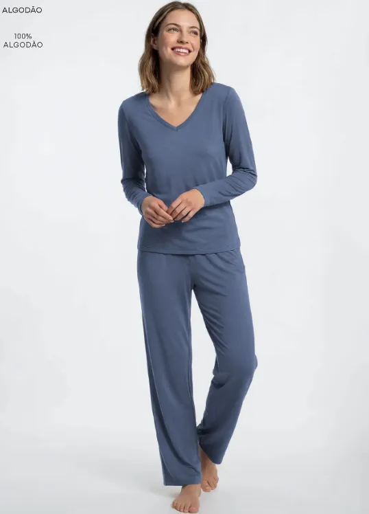 PIJAMA FEMININO ADULTO MANGA LONGA+CALÇA