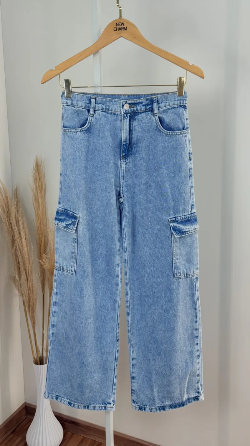 CALCA FEMININO INFANTIL WIDE LEG CARGO