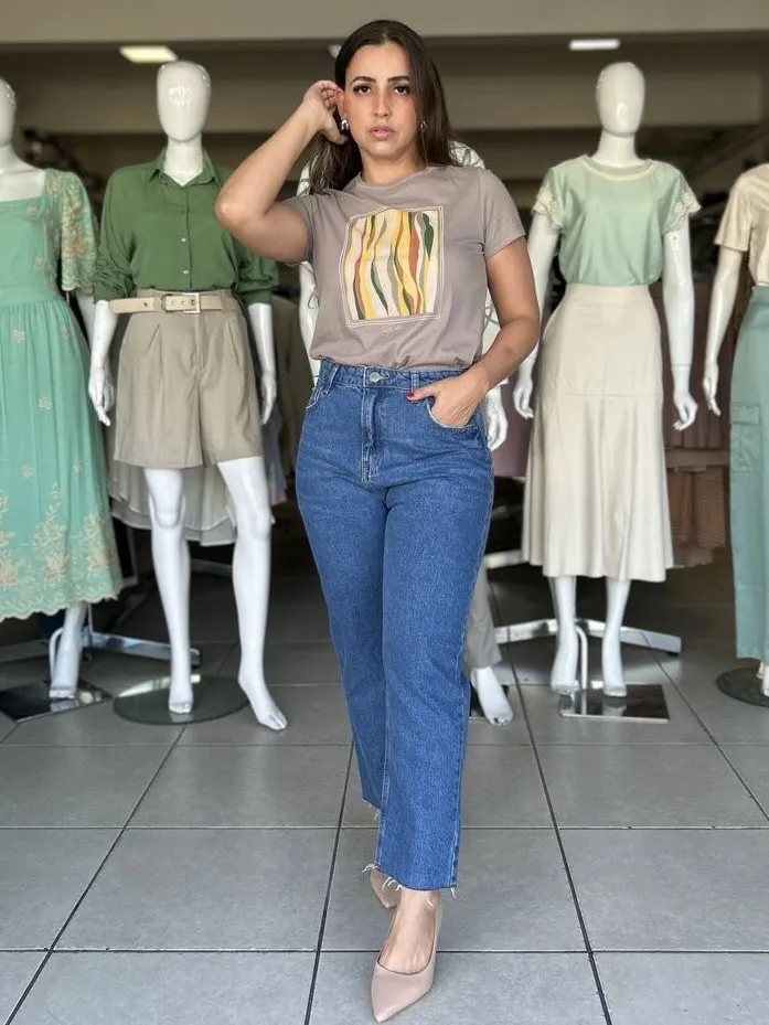 CALÇA FEMININO RETA CROPPED R06