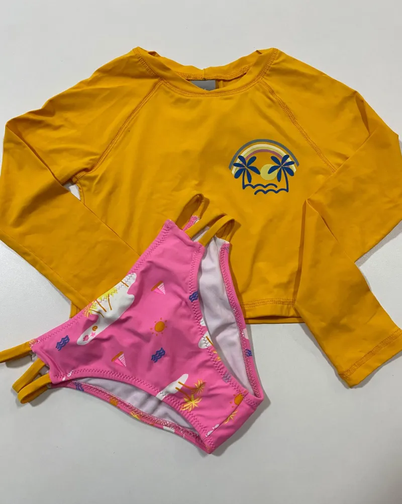 CONJUNTO FEMININO INFANTIL MANGA LONGA PROTEÇÃO UV R06