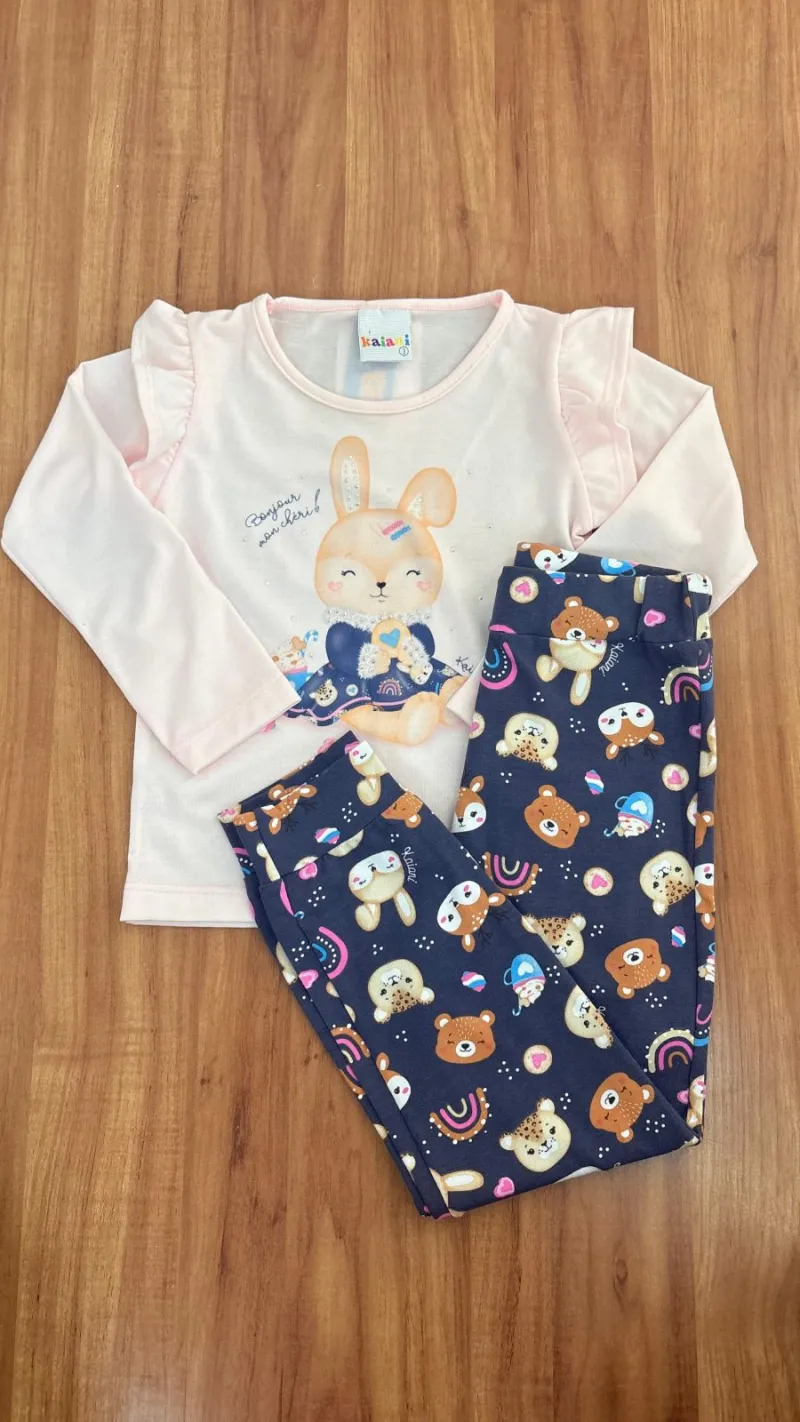 CONJUNTO FEMININO INFANTIL MANGA LONGA R44