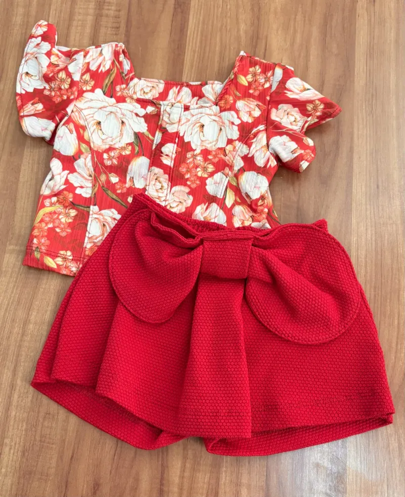 CONJUNTO FEMININO INFANTIL SEM MANGA+SHORT R48
