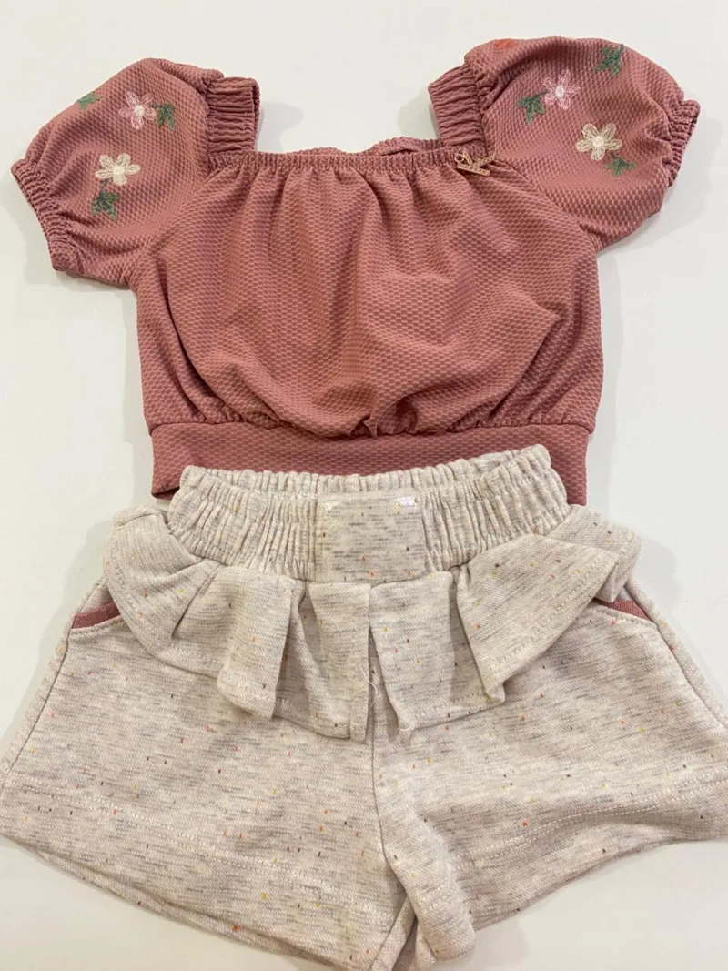CONJUNTO FEMININO INFANTIL CIG+SHORT R48