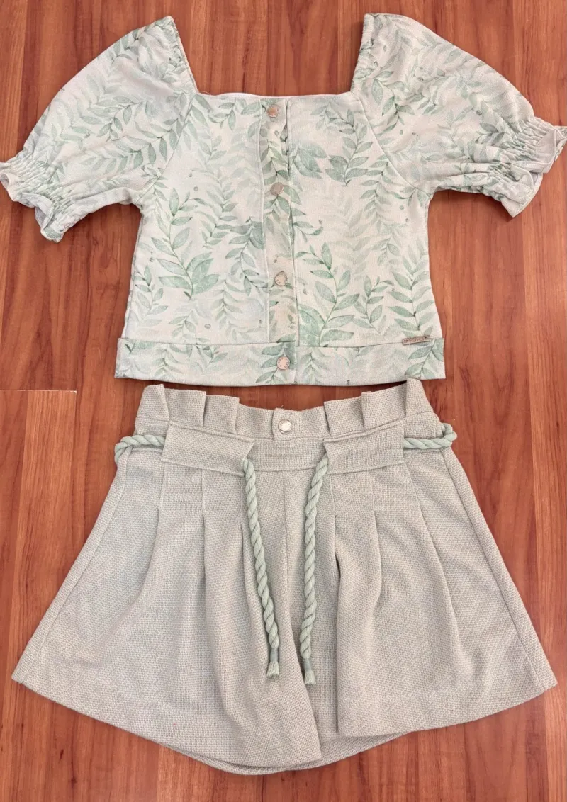 CONJUNTO FEMININO INFANTIL SEM MANGA+SHORT R48