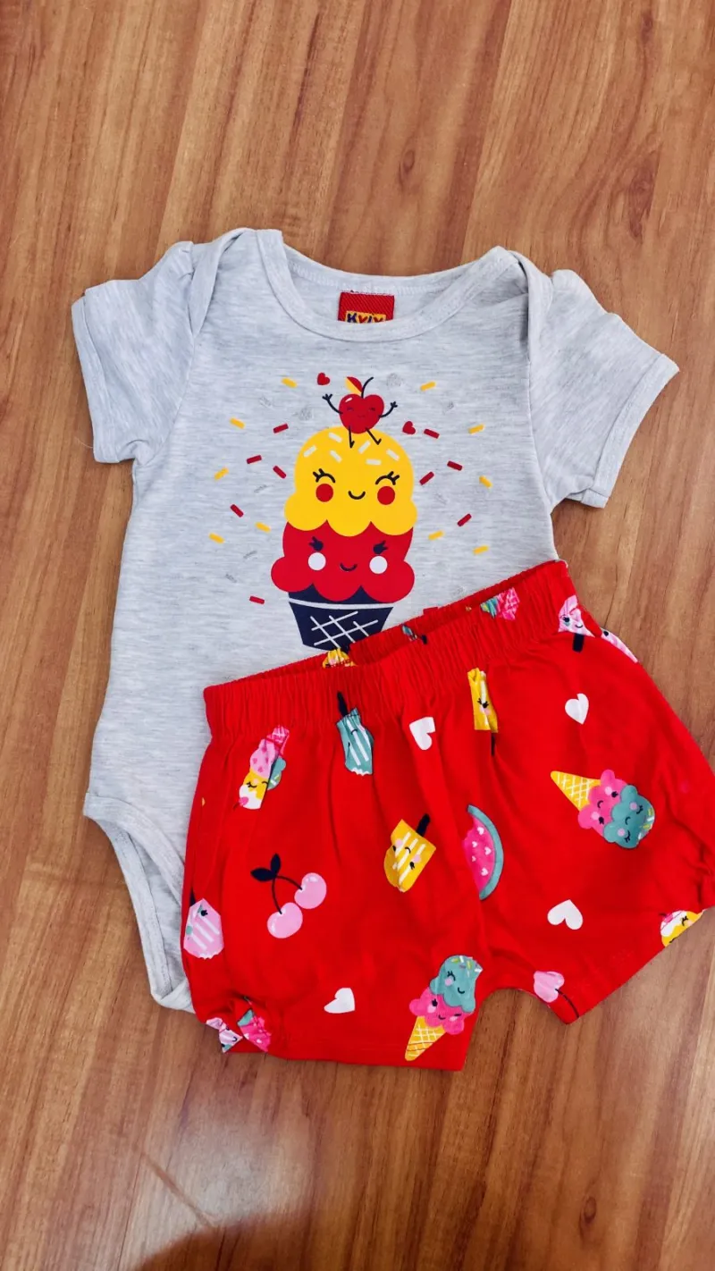 CONJUNTO FEMININO INFANTIL SEM MANGA R100