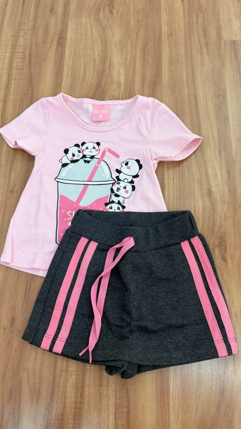 CONJUNTO FEMININO INFANTIL SEM MANGA SHORTSAIA R41