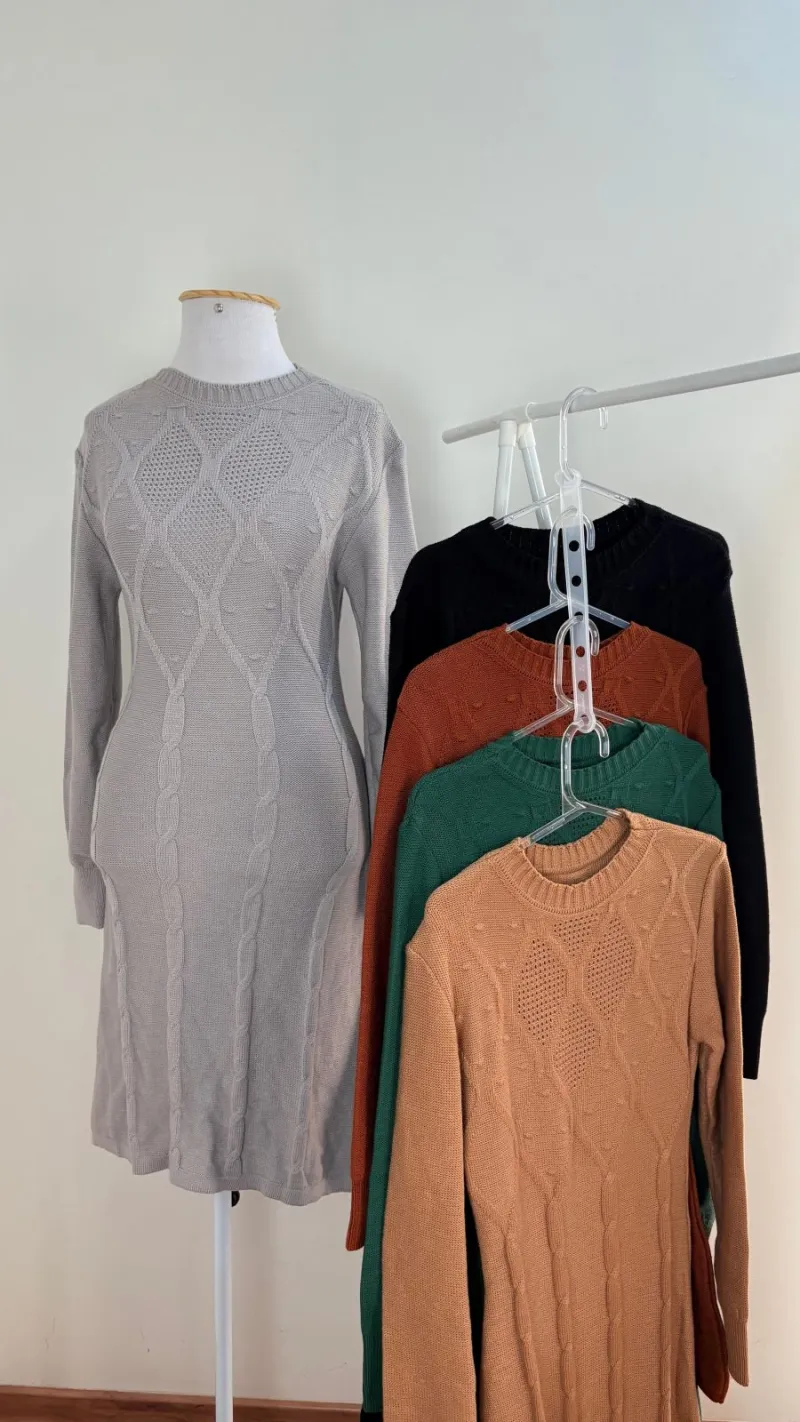 VESTIDO FEMININO MANGA LONGA TRICOT R50