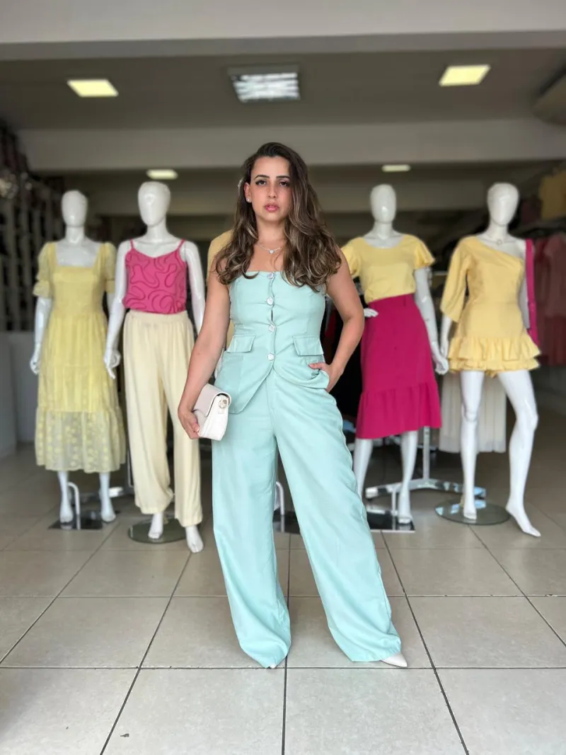 CONJUNTO FEMININO COLETE+CALÇA