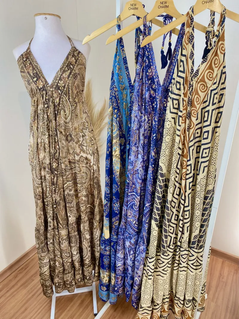 VESTIDO FEMININO ADULTO C/ALÇA LONGO