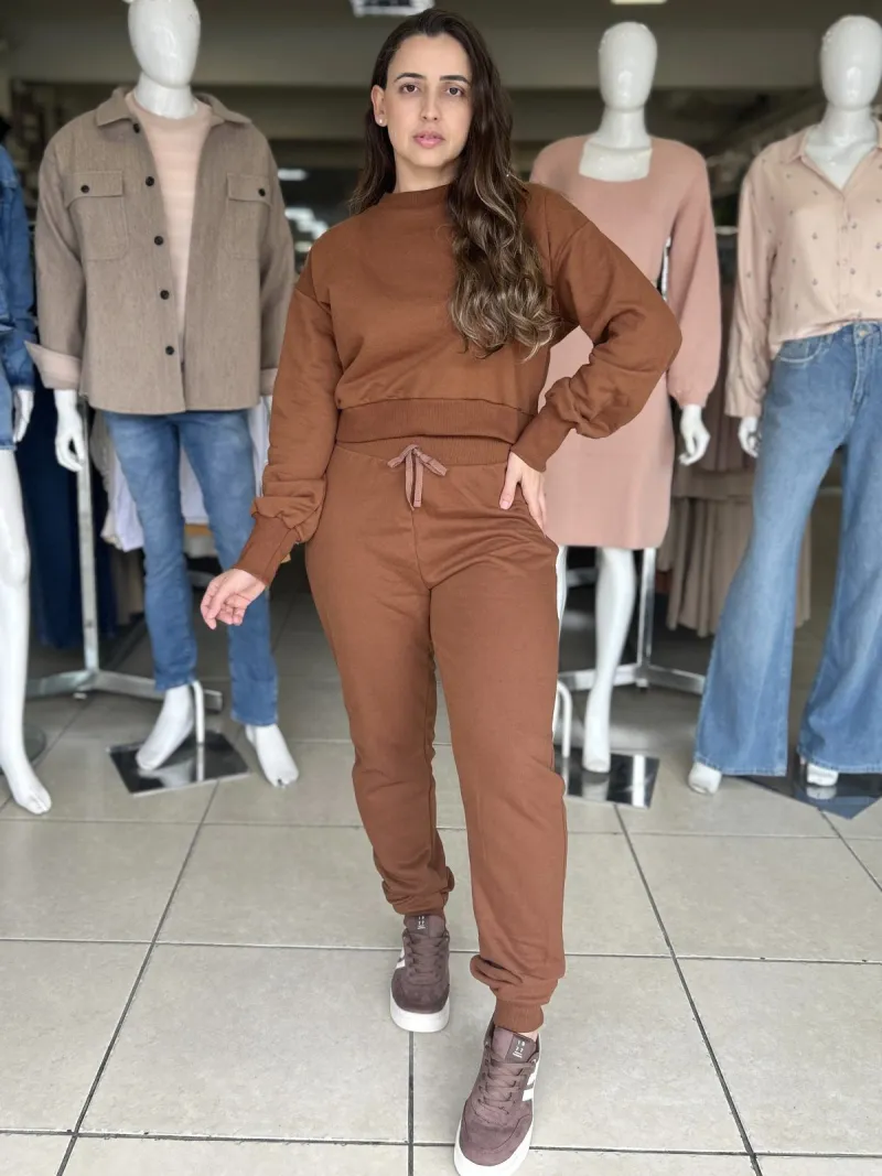 CASACO FEMININO ADULTO MOLETOM CURTO