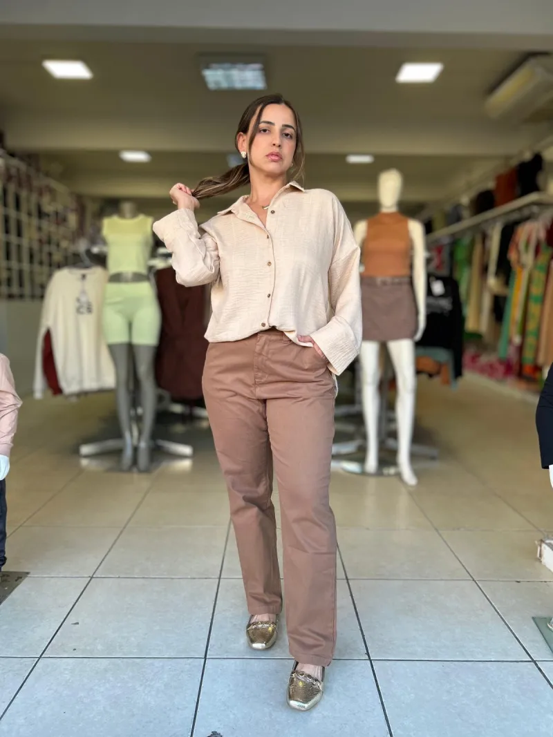 CALÇA FEMININO RETA CROPPED R53