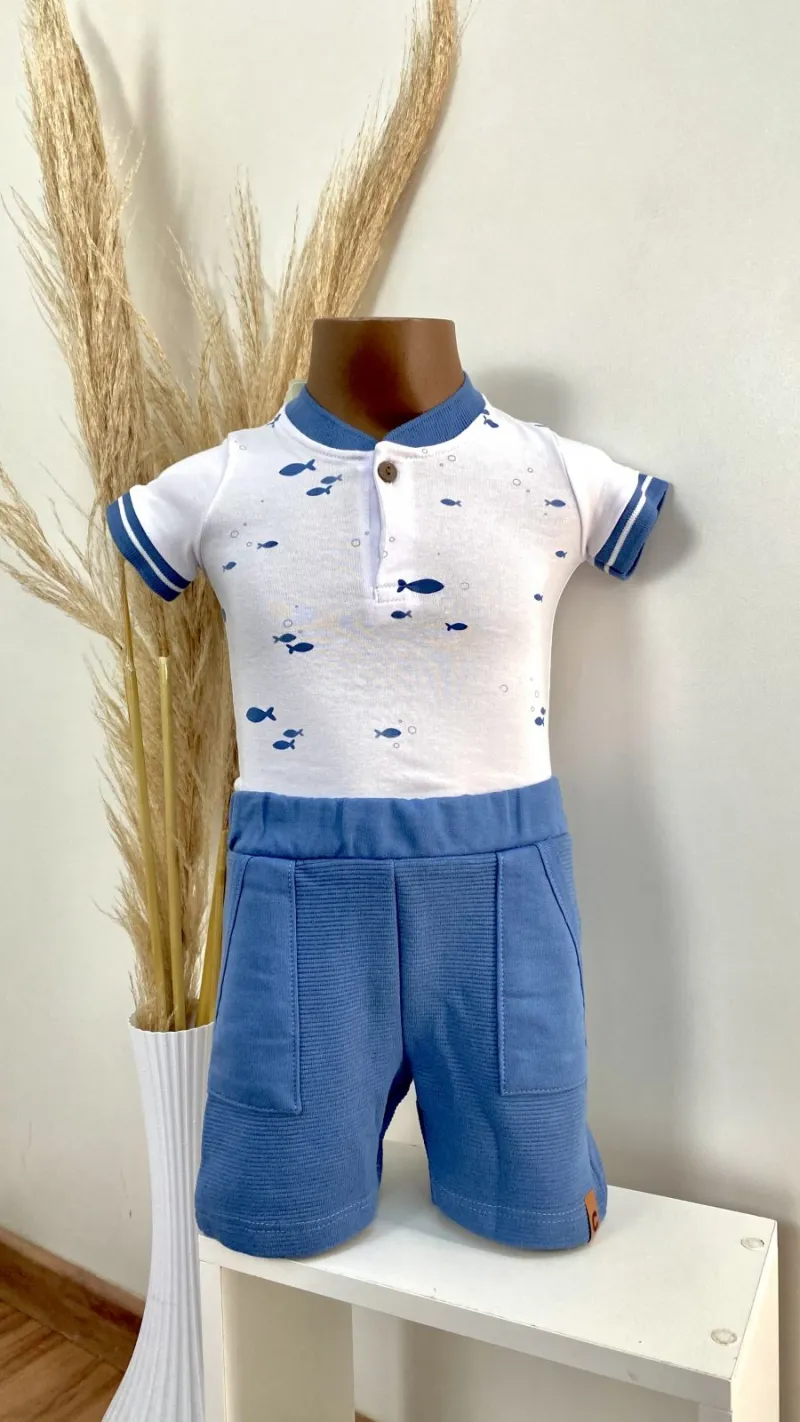 CONJUNTO MASCULINO INFANTIL BODY+SHORTS R09