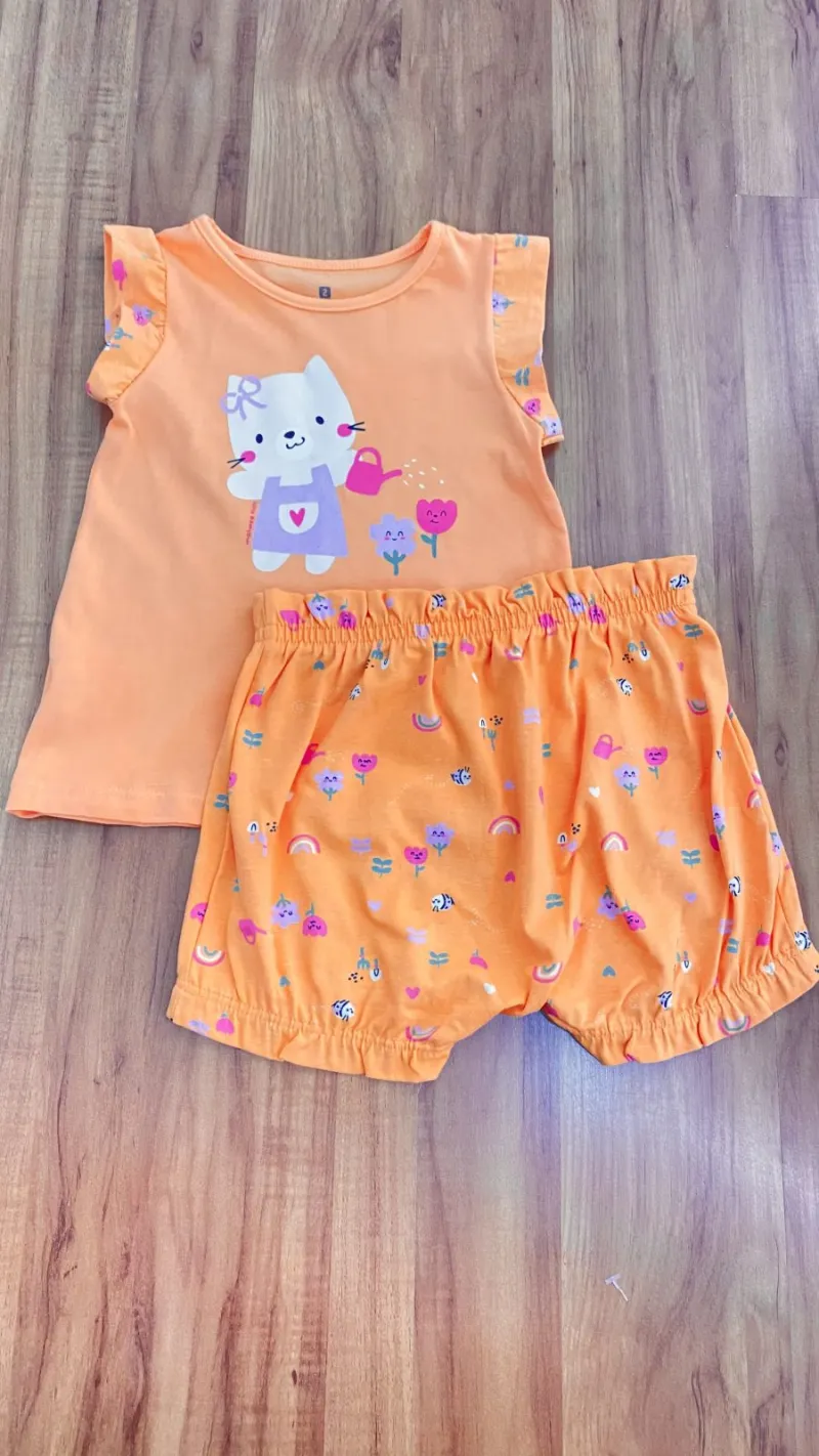 CONJUNTO FEMININO INFANTIL SEM MANGA+SHORTS R09