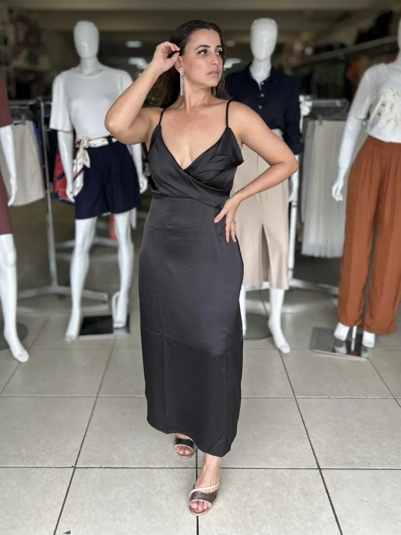 VESTIDO FEMININO ADULTO C/ALÇA MIDI