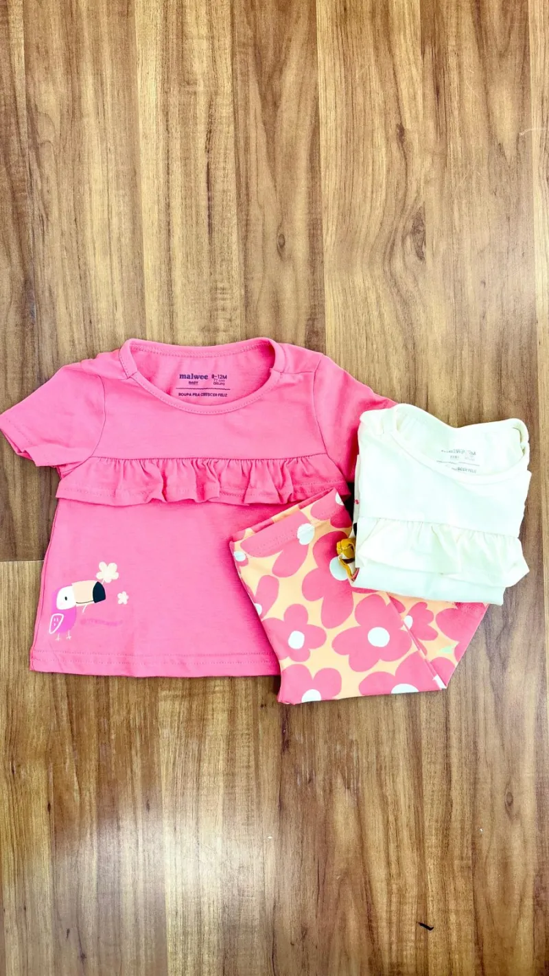 CONJUNTO FEMININO INFANTIL SEM MANGA+BERMUDA