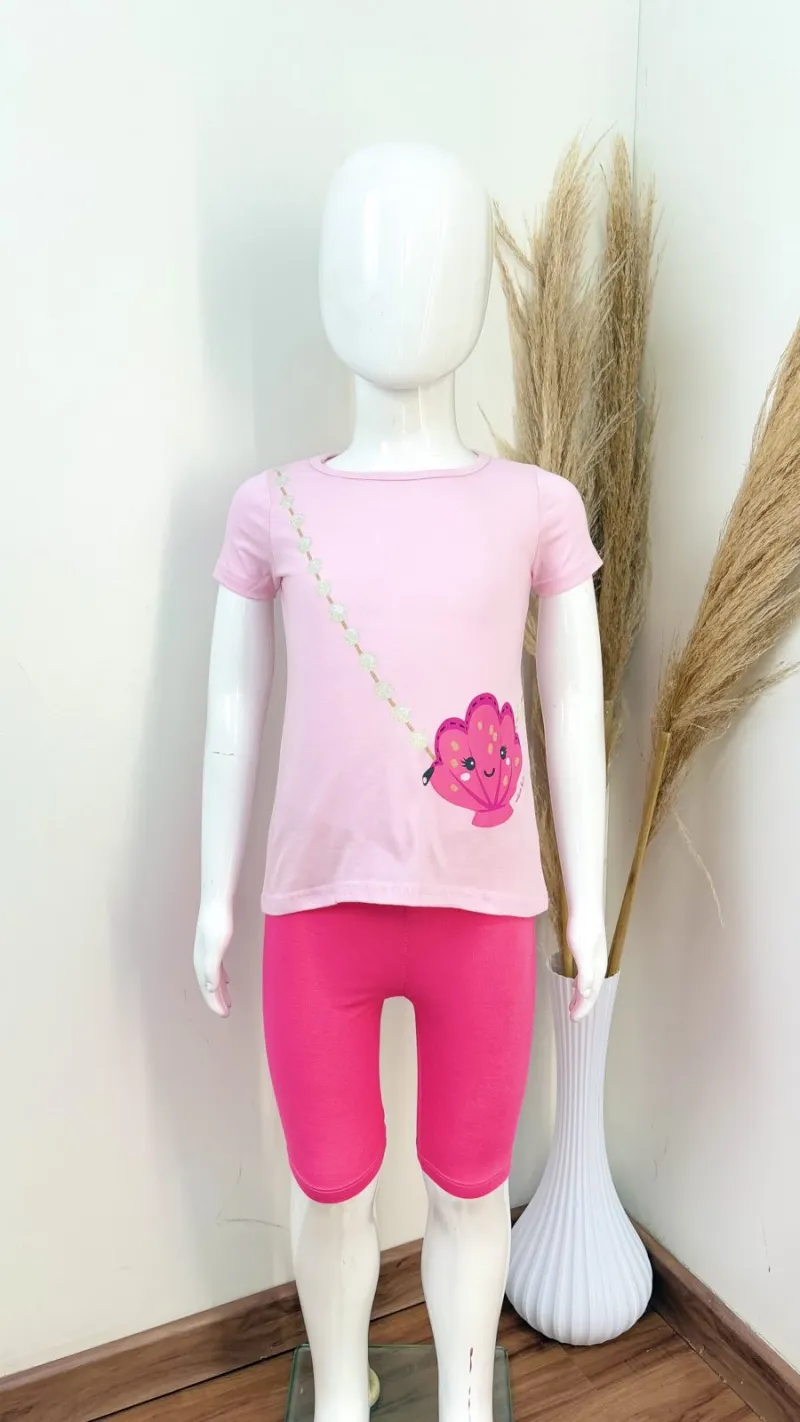 CONJUNTO FEMININO INFANTIL SEM MANGA+BERMUDA