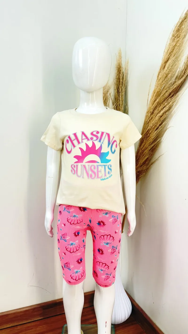 CONJUNTO FEMININO INFANTIL SEM MANGA+BERMUDA