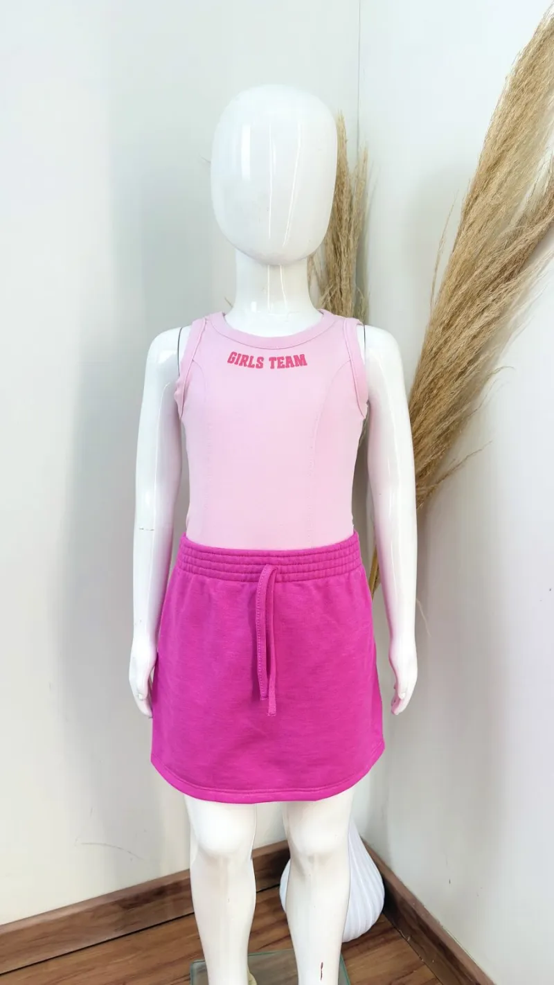 CONJUNTO FEMININO INFANTIL SM+SHRT SAIA