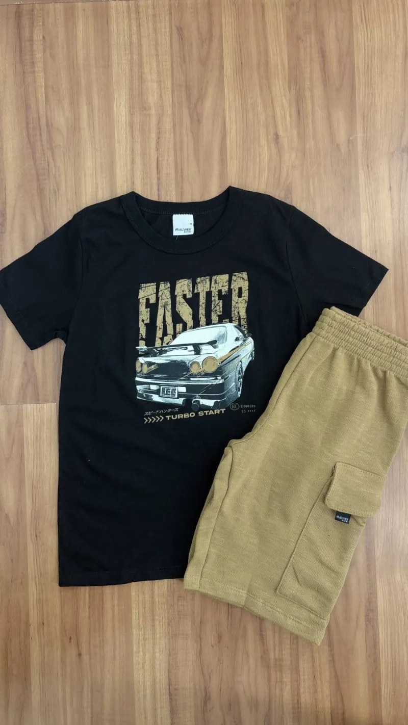 CONJUNTO MASCULINO INFANTIL SEM MANGA+BERMUDA
