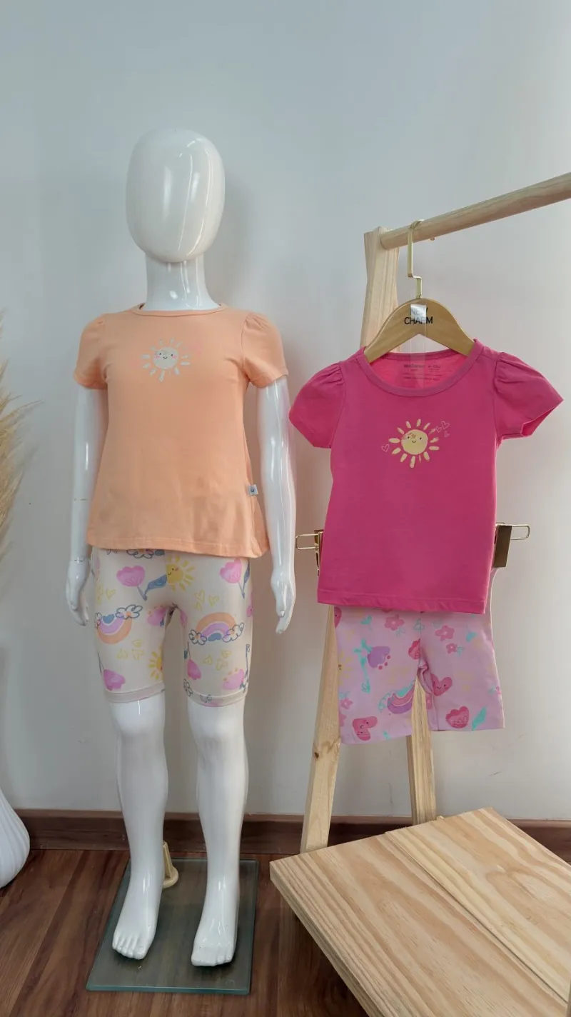 CONJUNTO FEMININO INFANTIL SEM MANGA+BERMUDA