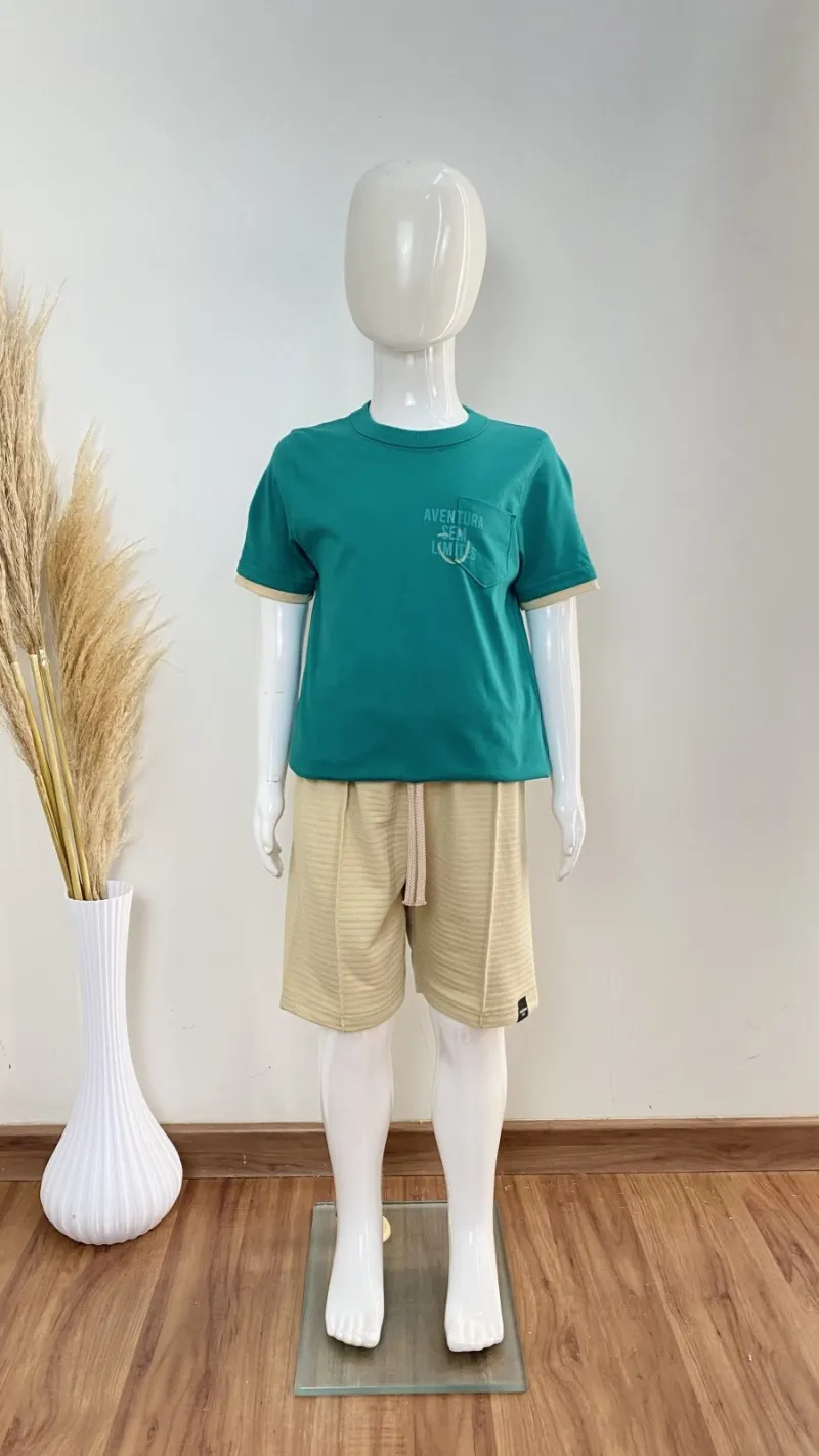 CONJUNTO MASCULINO INFANTIL SEM MANGA+BERMUDA