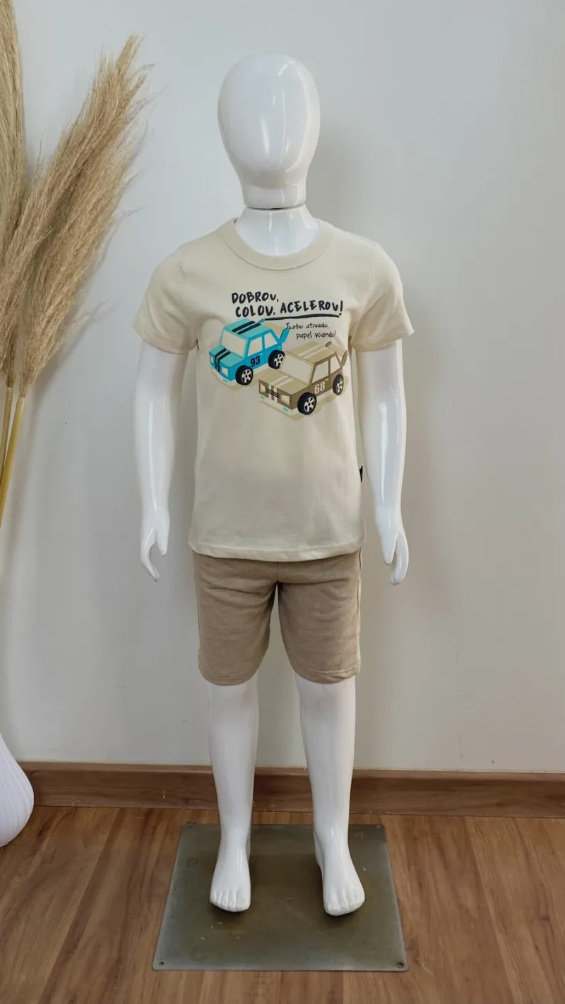 CONJUNTO MASCULINO INFANTIL SEM MANGA+BERMUDA