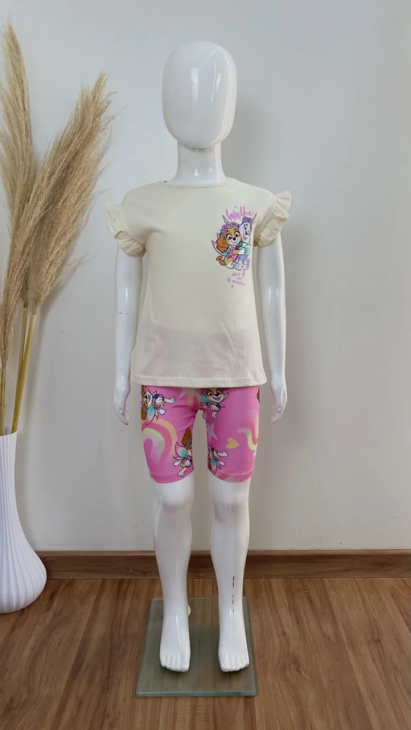 CONJUNTO FEMININO INFANTIL SEM MANGA+SHRT