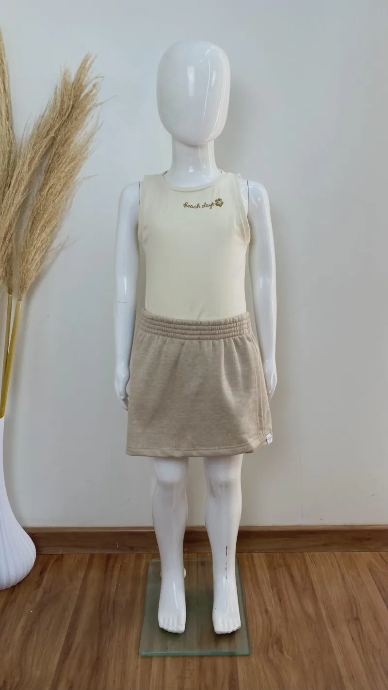 CONJUNTO FEMININO INFANTIL SM+SHRT SAIA
