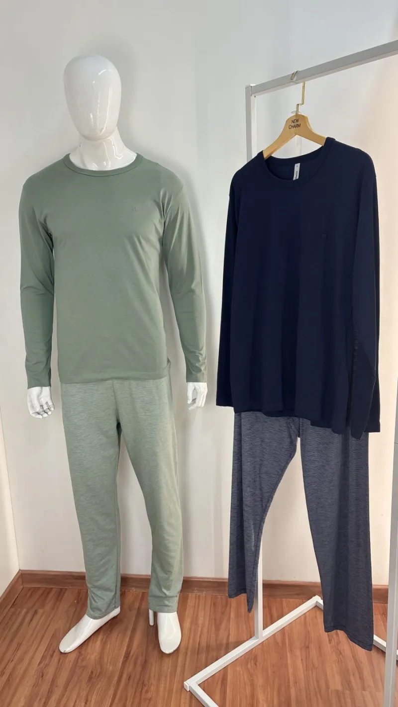 PIJAMA MASCULINO ADULTO MANGA LONGA+CALÇA
