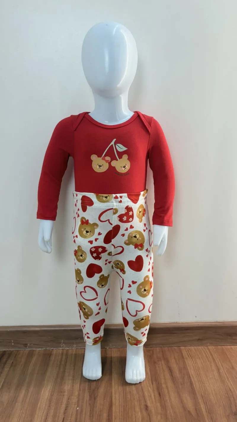 CONJUNTO FEMININO INFANTIL BODY MANGA LONGA+CALÇA